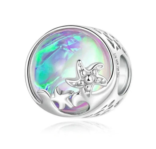 S925 Sterling Silver Charm Beach Waves Charm Sea Star Fish 💫