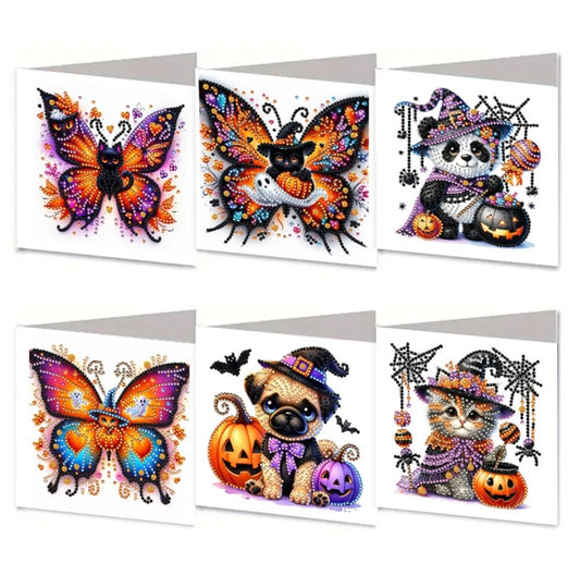 6pcs DIY Diamond Art Handmade Cards Halloween Theme Kit