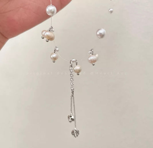 Pearls Elegant Pendant Necklace Pendant Silver