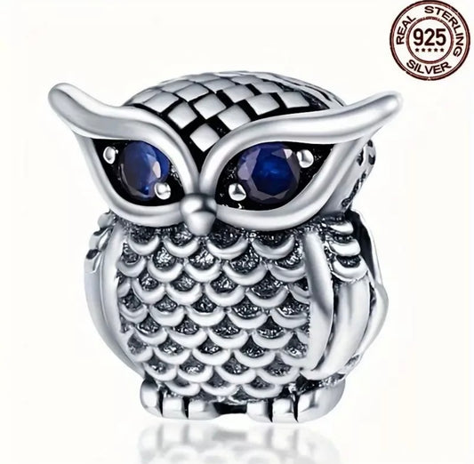 Cute Owl Charm For European Bracelets S925 Sterling Silver