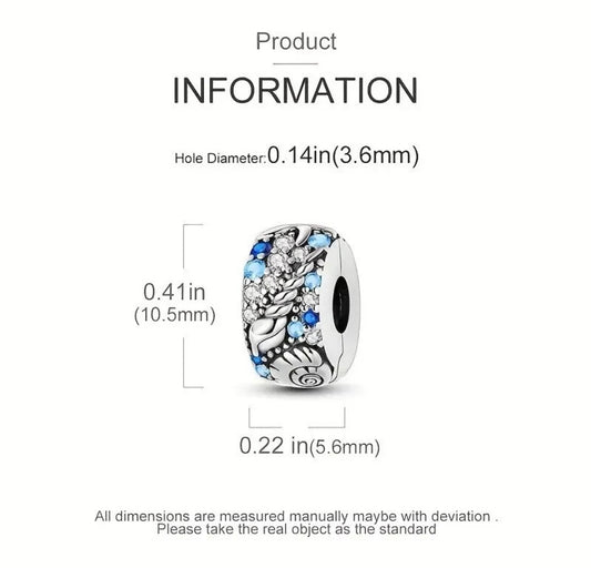 Ocean Sea Life Seashell Clip Charm For European Bracelets S925 Sterling Silver