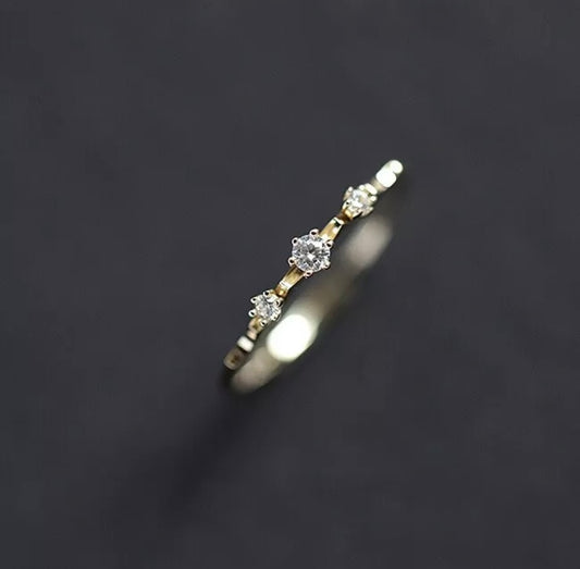 Silver and gold Crystals Minimalist Adjustable Ring