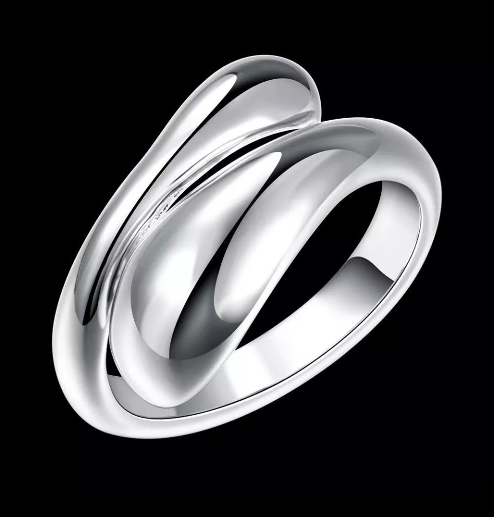 Silver Adjustable Ring Teardrop Thumb Finger Band Ring Gift Bag