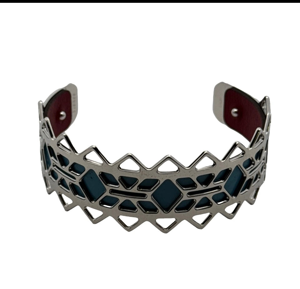 Les Georgettes Bangle 25mm Silver Inca with band RRP£72 BOXED