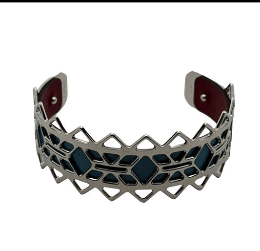 Les Georgettes Bangle 25mm Silver Inca with band RRP£72 BOXED