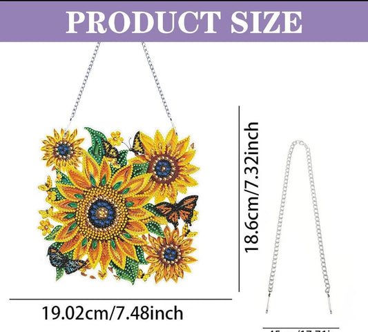 Eiflow DIY Hanging Diamond Painting Sunflower Pendant Kit, 7.4x7.3inch