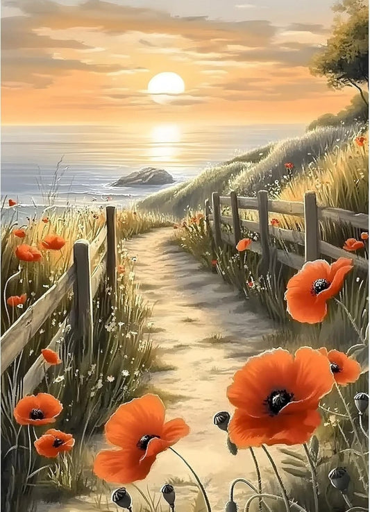 Sea Sunrise 5D Diamond Painting Kit for adults and beginners