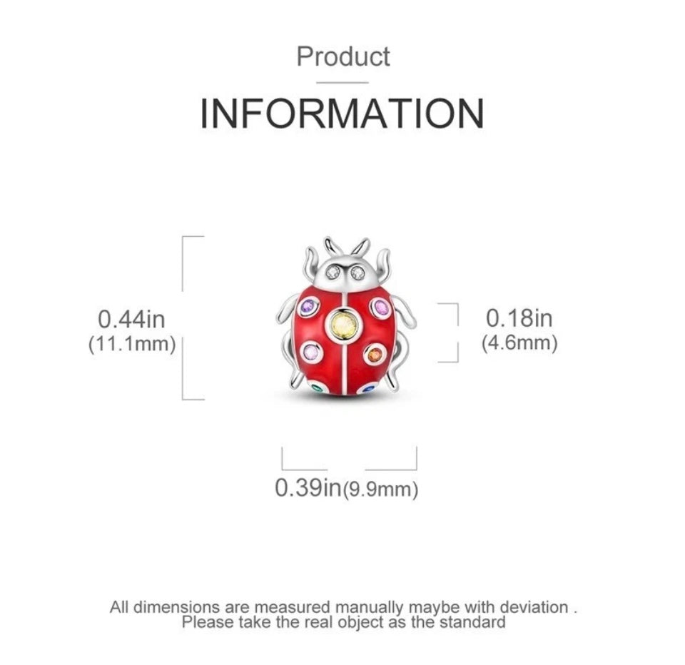 Lucky Ladybug Charm For European Bracelets S925 Sterling Silver