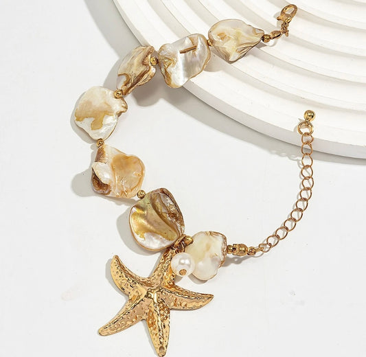 Beach Womens Bracelet Charm Gold Sea Shell Summer Chian