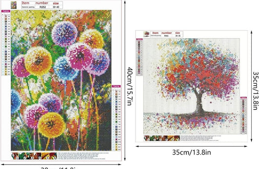 VEGCOO 2 Pack 5D Diamond Painting Kit, DIY Diamond Painting Full Kits Art Full