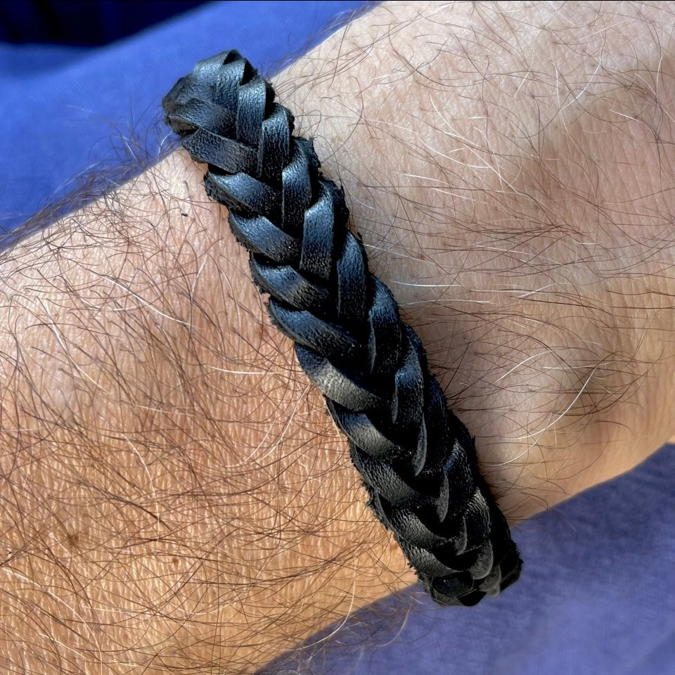 Men Leather Bracelet Braided Surfer Wristband Stainless Steel Magnetic Clasp