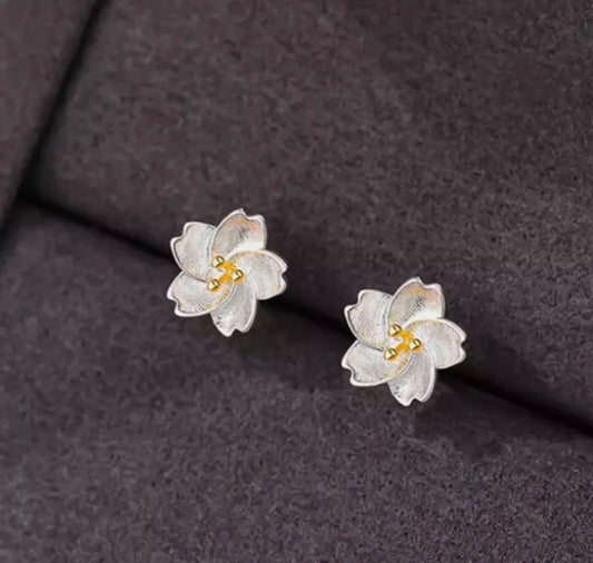 Silver Crystal Silver Butterfly Stud Earrings