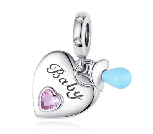 Sterling Silver Newborn Baby Bracelet Charm, S925