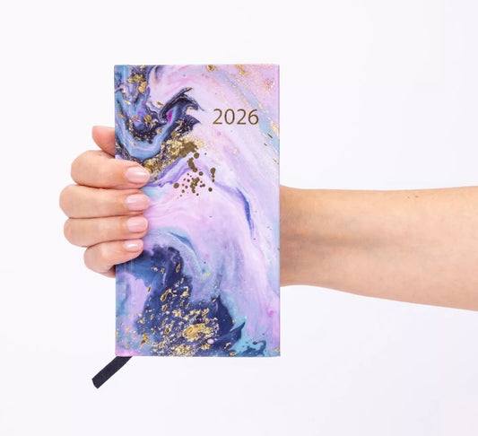 2026 Diary Slim Size Week to View Diaries Full Year Journal Calendar Planner marble