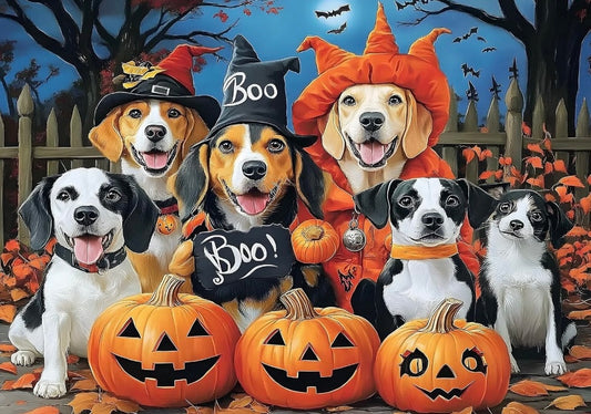 MXJSUA DIY 5D Halloween Dogs Diamond Painting Kits for Adults