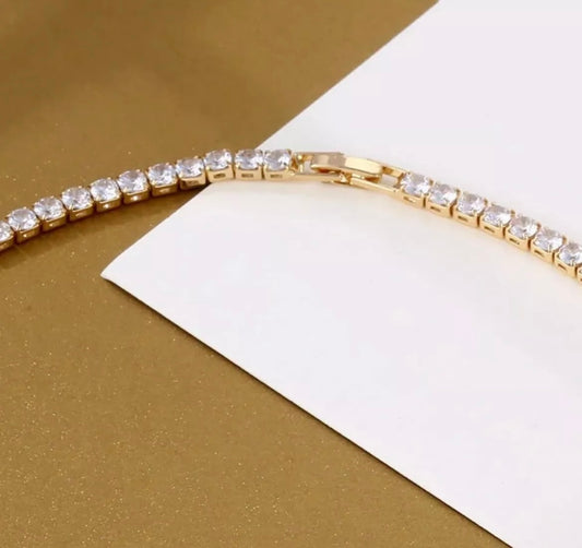 Tennis Choker Cubic Zircon Necklace For Men Gold