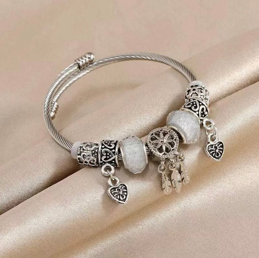 Silver Dreamcatcher Moonstone Bracelet