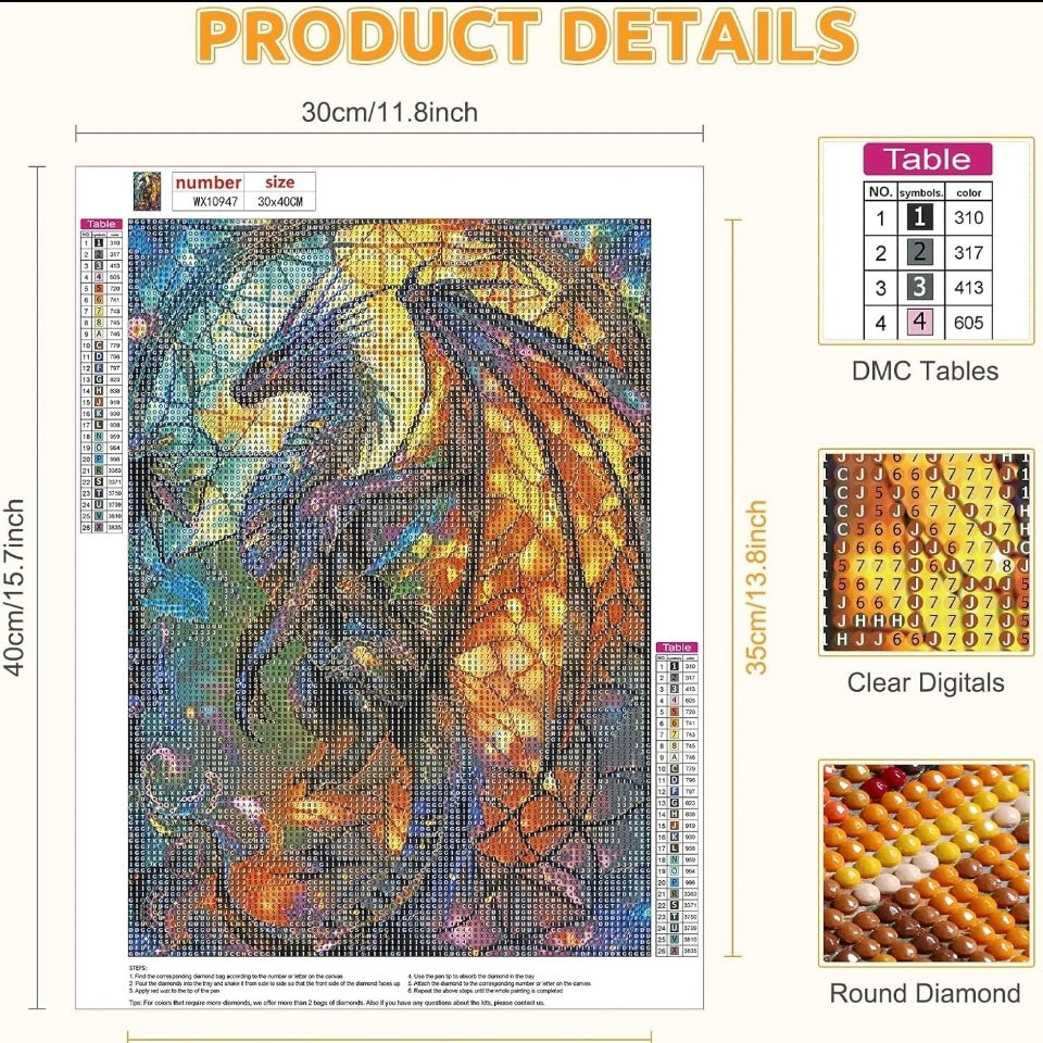 Dragon Diamond Painting Kits, 5D Painting Kits for Adults