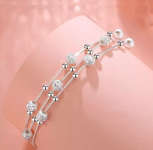 Silver Bead Linked Bracelet