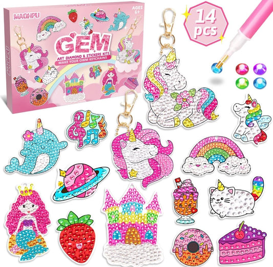 Maqhpu Stocking Fillers Kids, Diamond Art Kits- Gifts for 6 7 8 9 10 Year Old Girls
