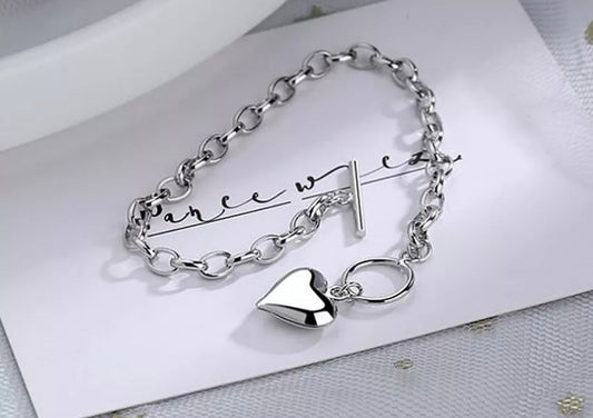 Heart 925 Silver Plated Bracelet