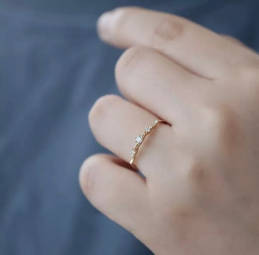 Silver and gold Crystals Minimalist Adjustable Ring