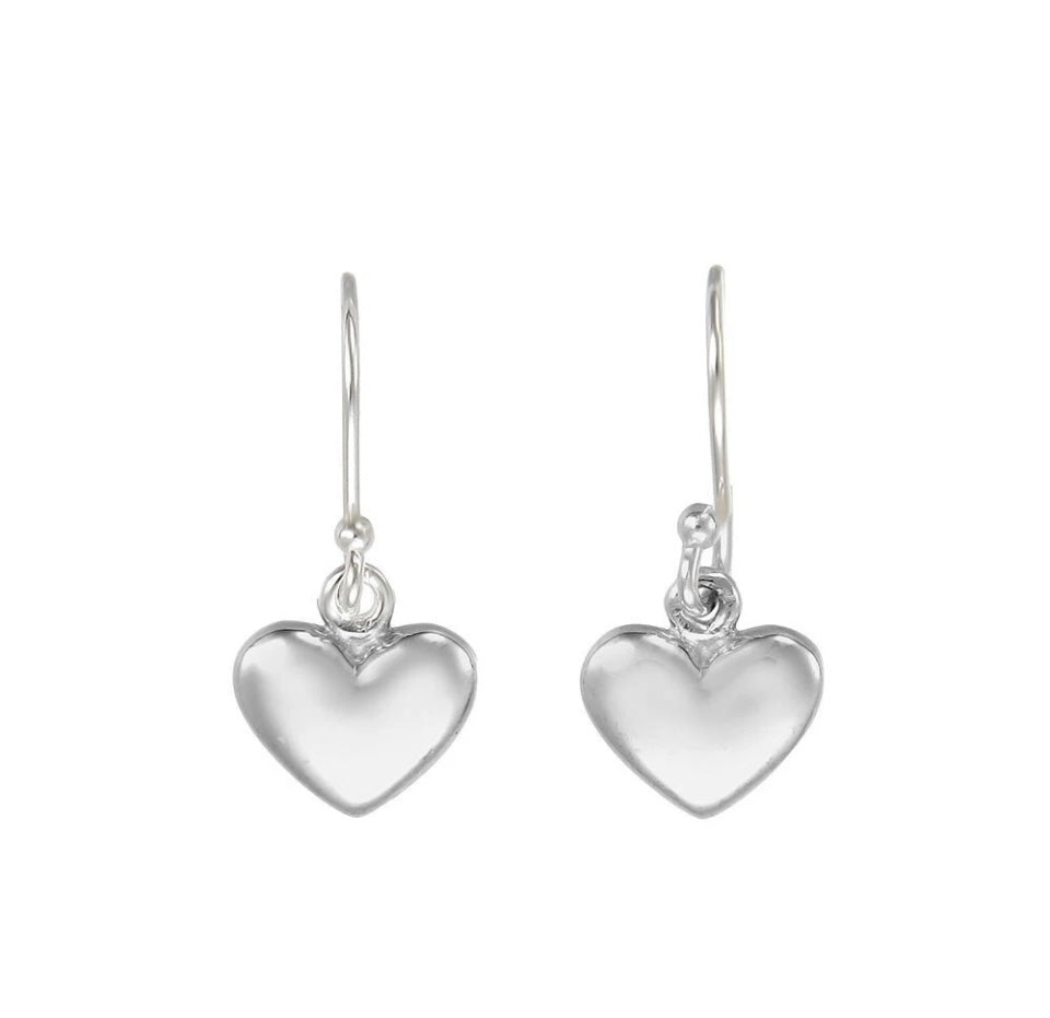 925 Sterling Silver Heart Hook Dangly Drop Earrings RRP£23 BOXED