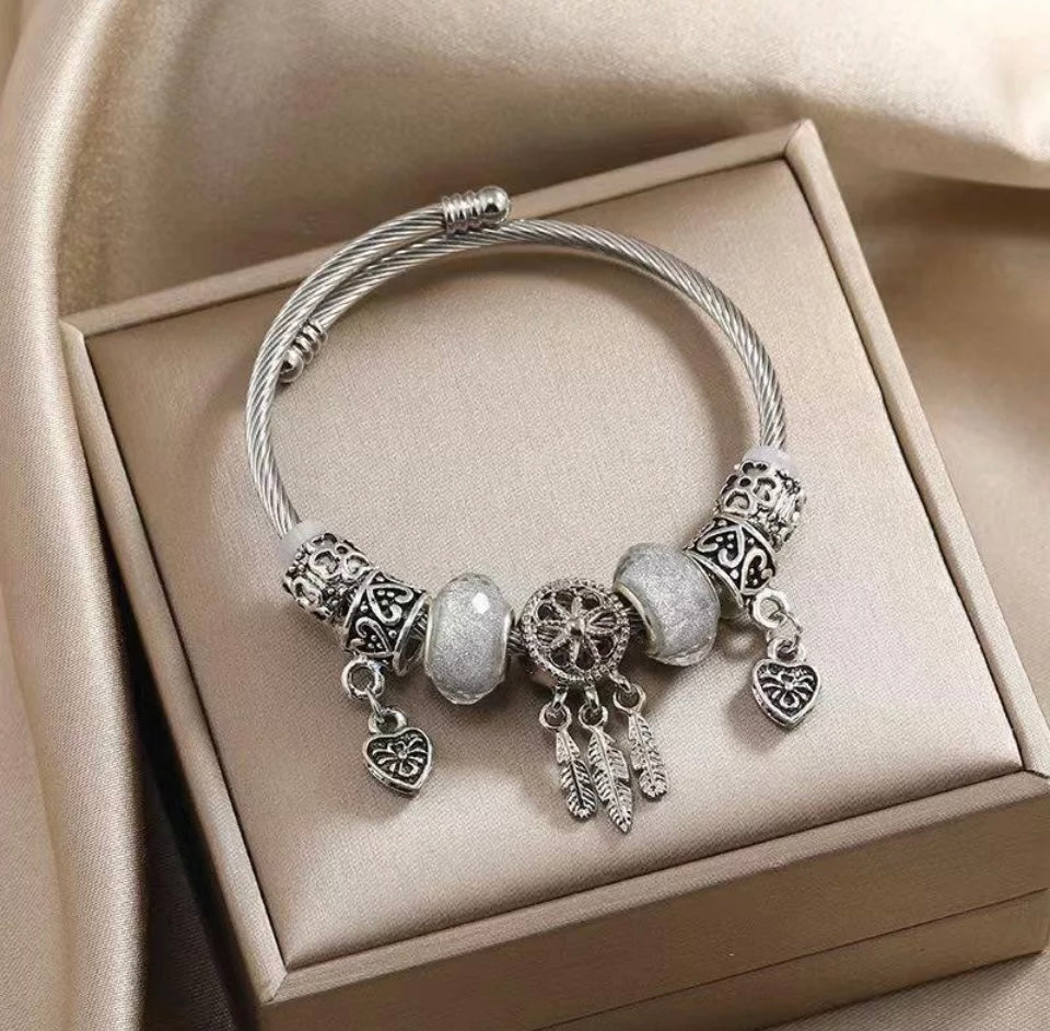 Silver Dreamcatcher Moonstone Bracelet