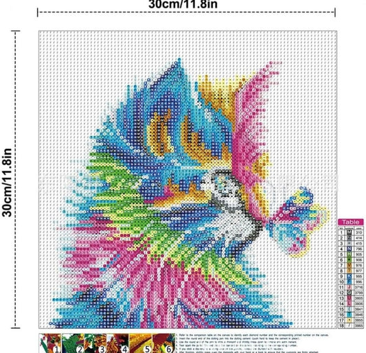 Lidiper 5D Diamond Painting Kits. Full Drill cat with butterfly