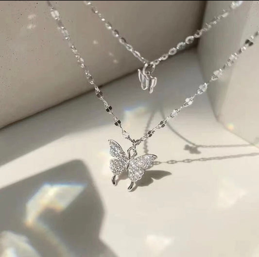 Butterfly Crystal Pendant 925 silver Necklace Pendant
