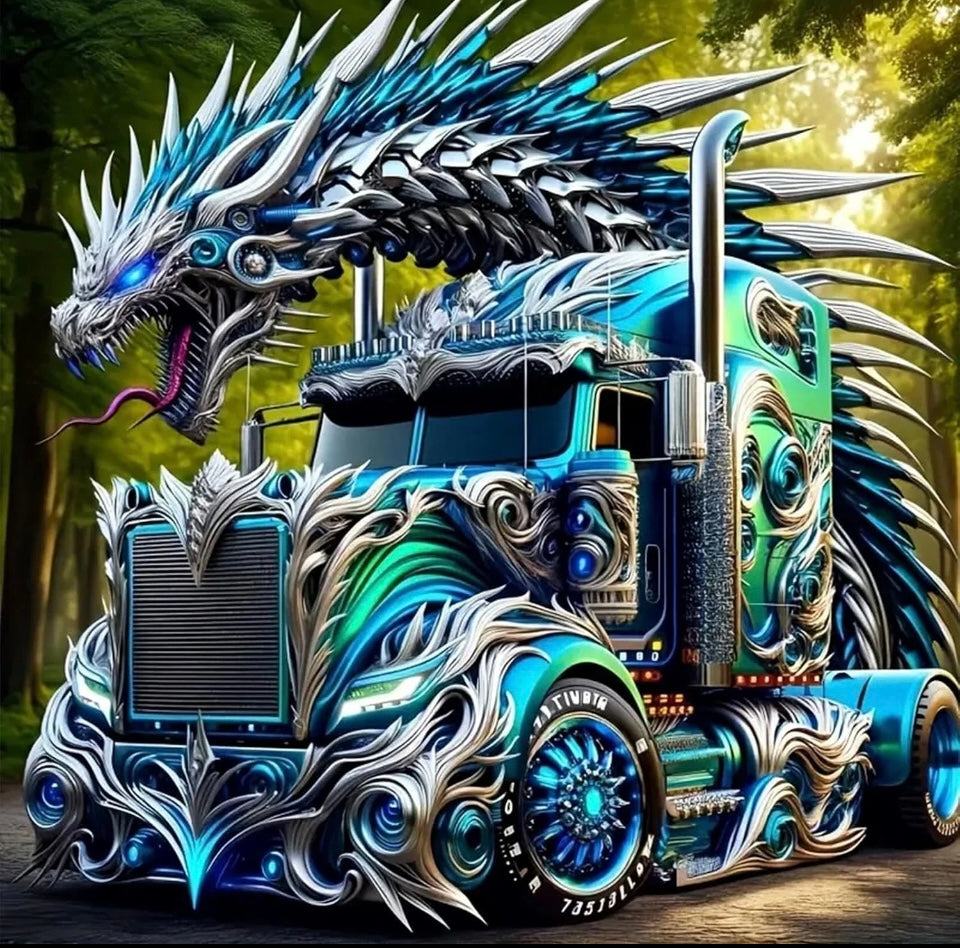 MXJSUA Dragon Truck diamond painting kits for adults 5D
