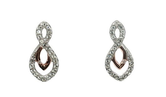 Emozioni Harmony Stud Earrings Silver CZ RRP£95, BOXED