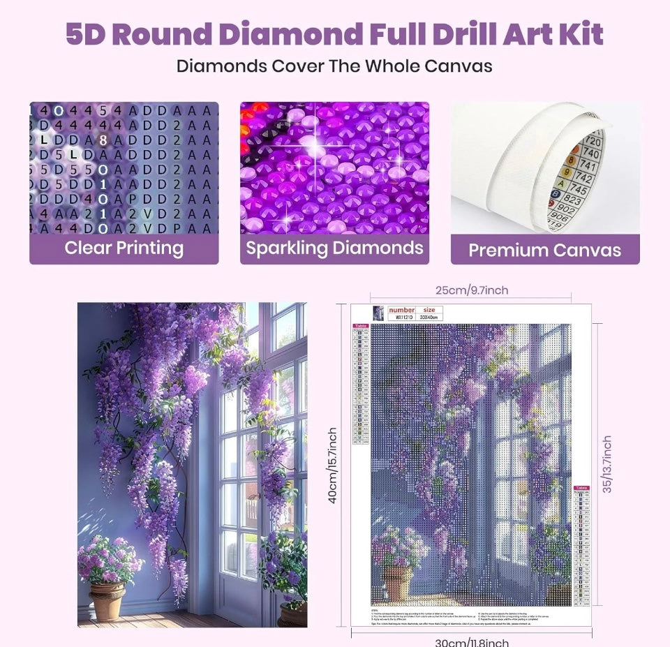 GHHKUD Flower landscape diamond painting kits for adults