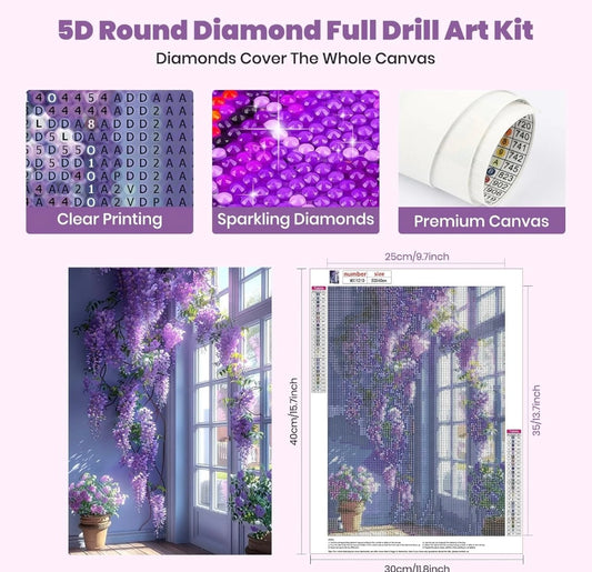 GHHKUD Flower landscape diamond painting kits for adults