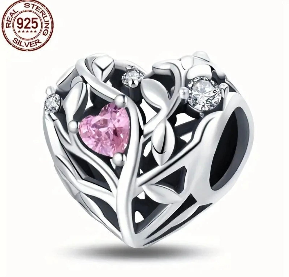 Heart and Tree Charm For European Bracelets S925 Sterling Silver