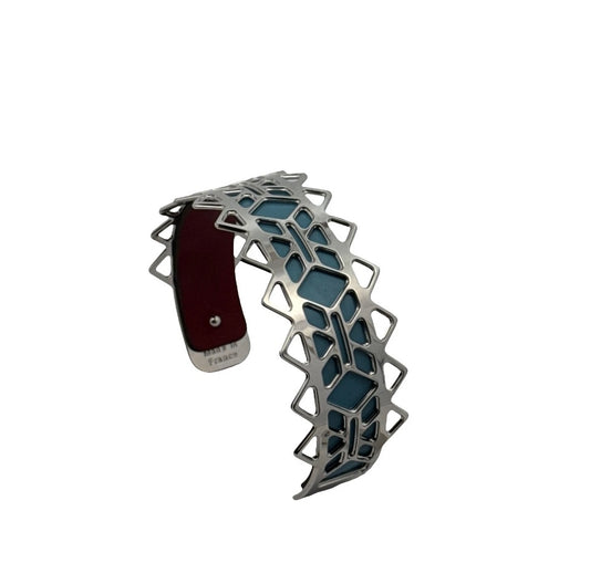 Les Georgettes Bangle 25mm Silver Inca with band RRP£72 BOXED