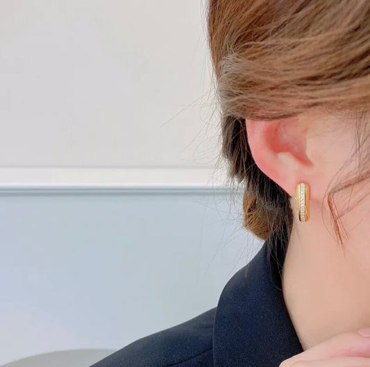 High Quality Sterling Silver Gold Plated Cubic Zirconia Women Hoop Earrings