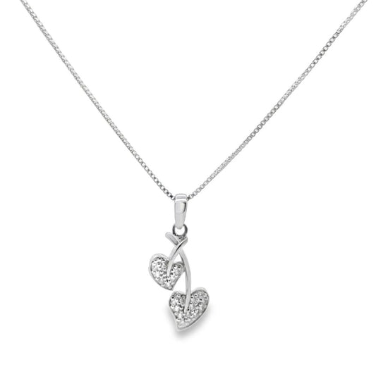 925 Solid Silver Necklace Cubic Love Leaf Drop Pendant RRP £55 BOXED