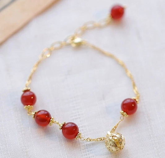 Silver White Jade Pearls Bell Bracelet