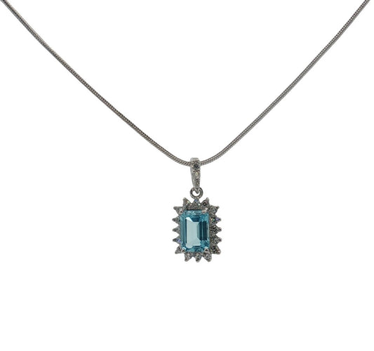 925 Solid Silver Blue Topaz Heart Necklace £59 BOXED