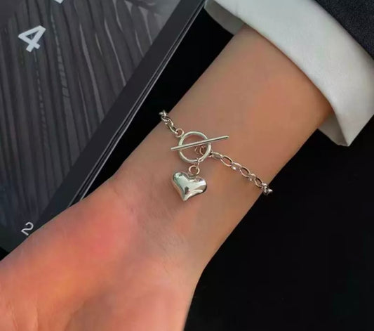 Heart 925 Silver Plated Bracelet