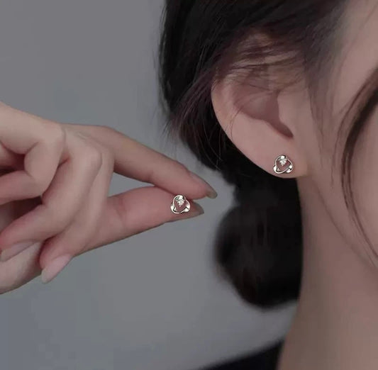 925 Sterling Silver Crystal Swirl Stud Earrings