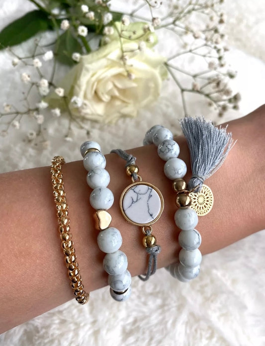 Boho oBracelet Set – 4pcs Beaded Stack Elastic Jewellery