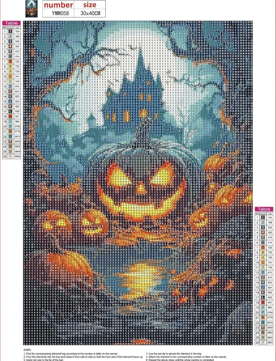 MXJSUA Halloween Spooky Pumpkin Night DIY Diamond Painting Kits for Adults