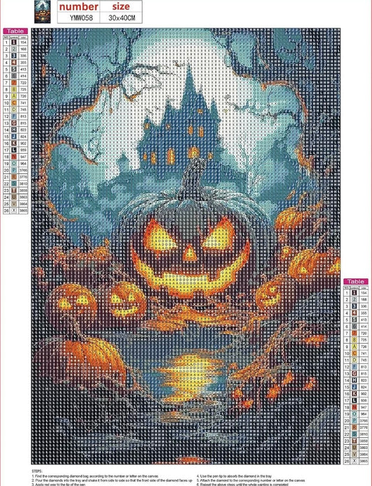 MXJSUA Halloween Spooky Pumpkin Night DIY Diamond Painting Kits for Adults