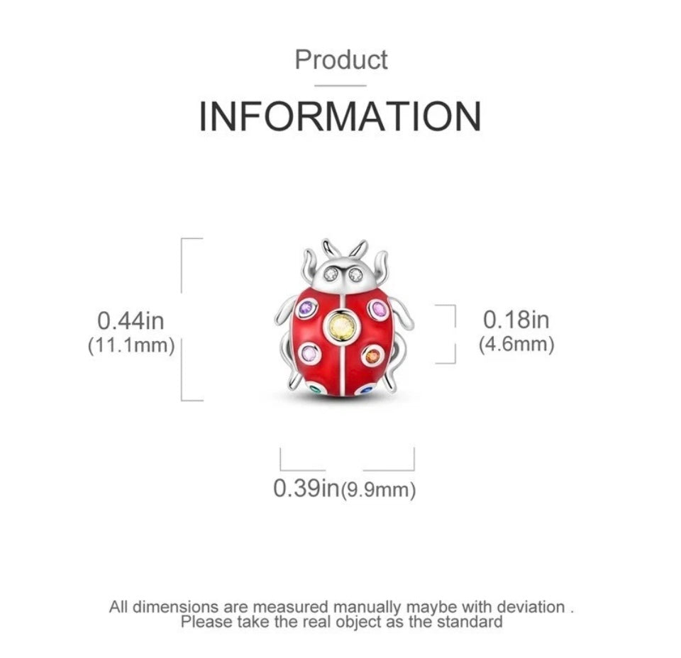 Lucky Ladybug Charm For European Bracelets S925 Sterling Silver
