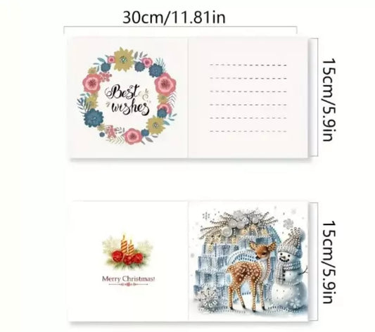 6pcs 5D DIY Diamond Art Reindeer and Snowman Christmas Greeting Card Kits