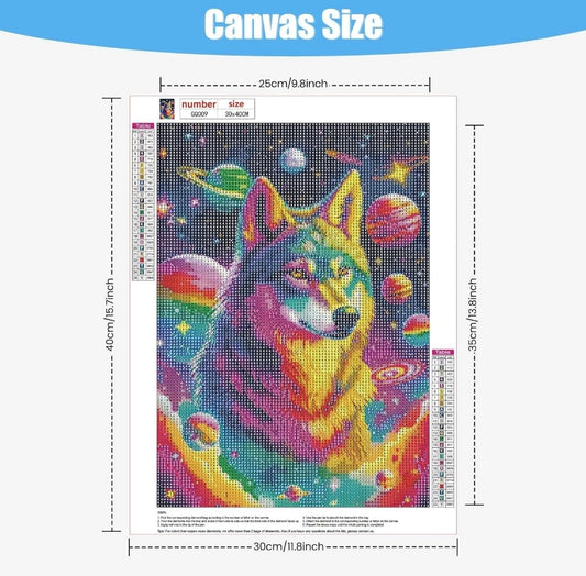 TOSTOG Diamond Painting Kits for Adults,Wolf and Planet 5D DIY