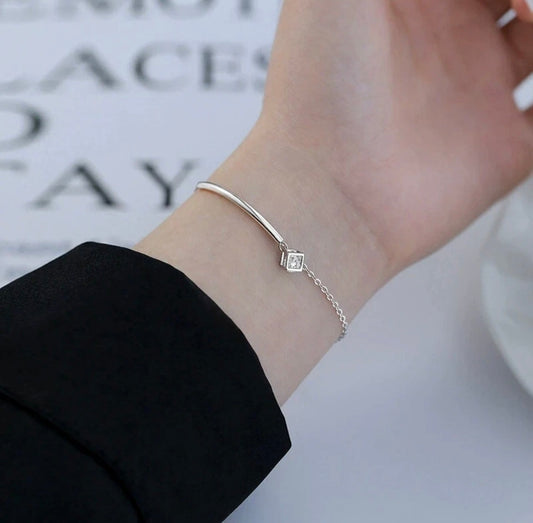 Silver Cute Cube Minimalist Chain Bracelet