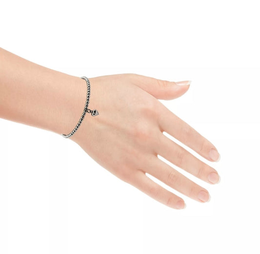 925 Solid Sterling Silver Love Heart Ball Bracelet RRP £65 Boxed
